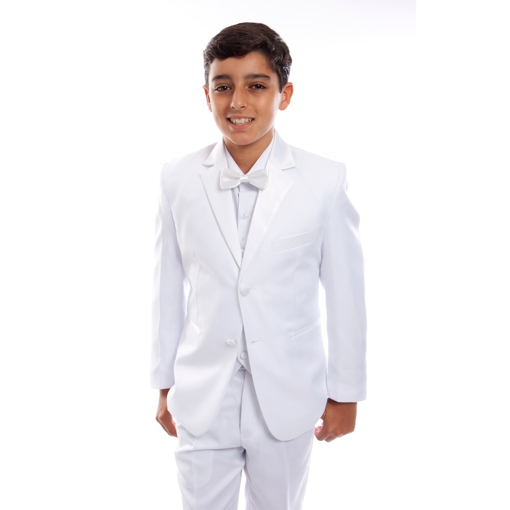 5pc Tuxedo Tazio Boys Solid White Set